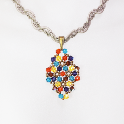 Pendant 45cm - Xochitl Rhombus S-Khaki Braid - Pendant 45cm - Laiton bronze